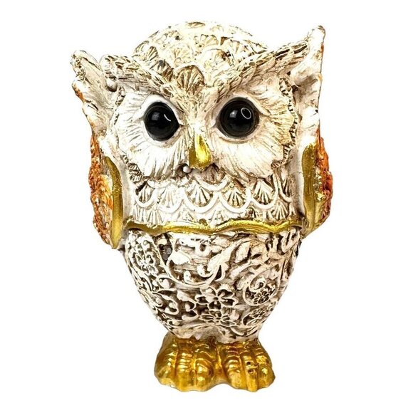 Decorative Owl Figurines Set - Orange and Gold - Picture 4 of 10